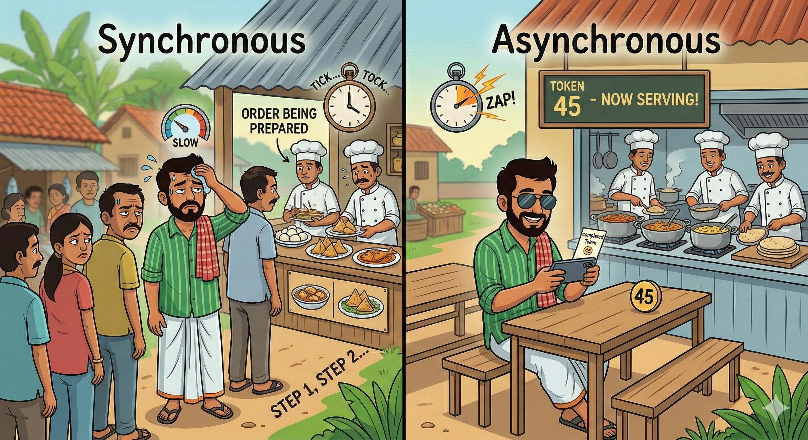 Sync vs Async Biryani Example